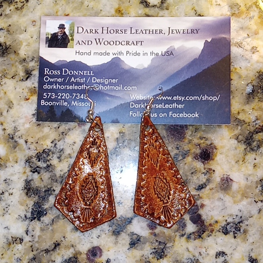 Southwestern Aztec Leather Earrings